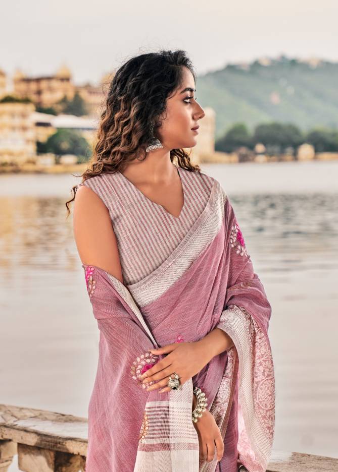 Rajyog Aadhik Fancy Ethnic Wear Linen Printed Saree Collection